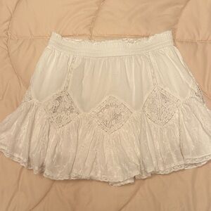 LoveShackFancy white Elastic Waist Mini Skirt